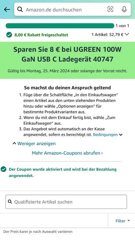 (Amazon Prime) UGREEN Nexode 100W USB C Ladegerät GaN