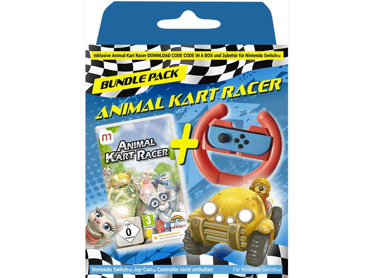 ANIMAL KART RACING WHEEL BUNDLE (Spiel + Racing Wheel) Nintendo Switch - Rennen bis zu 4 Spieler! [MM / Saturn & Amazon]