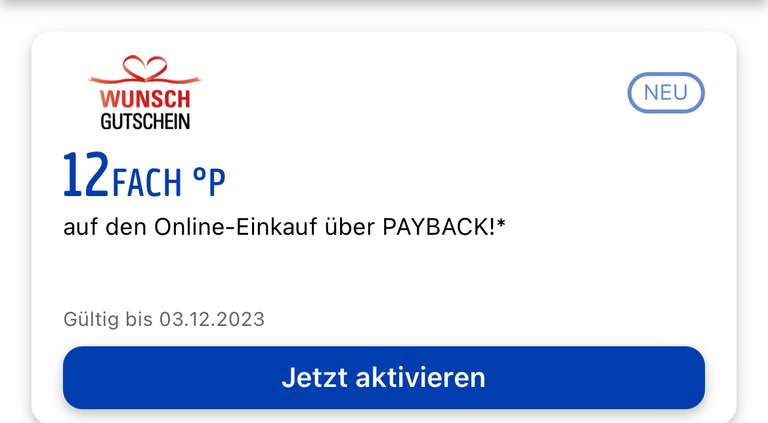 Wunschgutschein Payback 12Fach Punkte (Personalisiert)