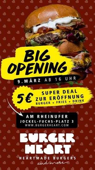 [Mainz] BURGERHEART Superdeal für 5 Euro (Burger + Pommes + Getränk)