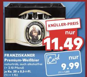 Franziskaner Weißbier 20 x 0.5l 9.99€ [Kaufland, offline]