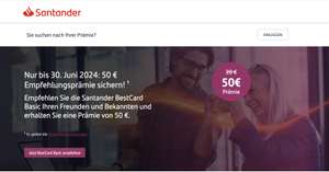 [Santander] 50€ Freunde werben / KWK auf die kostenlose Visa Kreditkarte: BestCard Basic