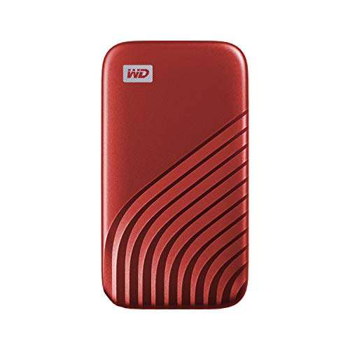 WD My Passport SSD 1 TB mobiler SSD Speicher (NVMe-Technologie, USB-C und USB 3.2 Gen-2, Lesen 1050 MB/s, Schreiben 1000 MB/s) rot