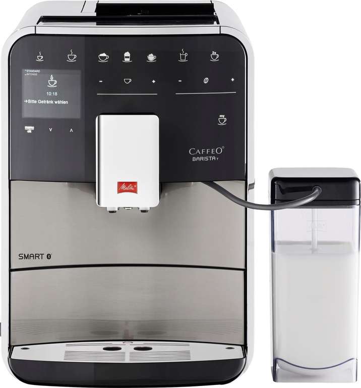 Melitta Caffeo Barista T Smart F840-100 Kaffeevollautomat (1450W, 15bar, 2x 135g Bohnenbehälter, 1.8l Wassertank, Milchsystem, Display, App)