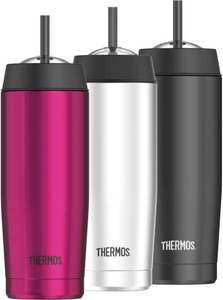 THERMOS Isolier-Trinkbecher Cold Cup 0,47 l inkl. Trinkhalm (drei Farben, spülmaschinengeeignet, vakuumisolierter doppelwandiger Edelstahl)