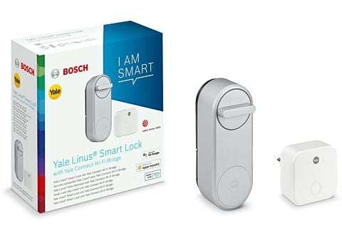 BOSCH Smart Home, Yale Linus Smart Lock inkl. WiFi Bridge Türschloss, Silber