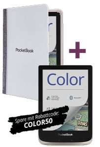 Ebook Reader - PocketBook Color, silver + Cover