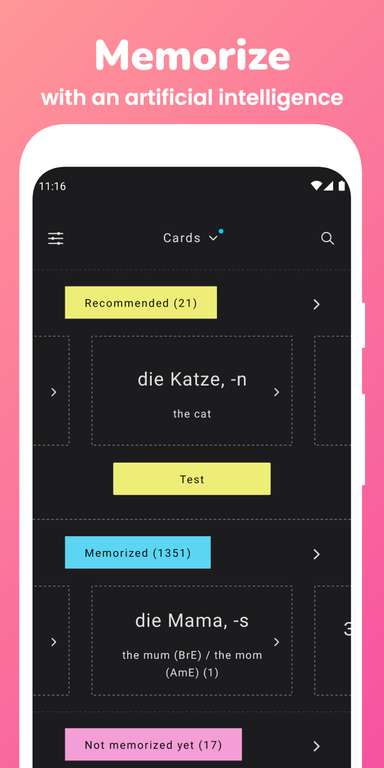 [iOS AppStore + Google PlayStore] Memorize: Learn German Words + Memorize: Learn Thai Words