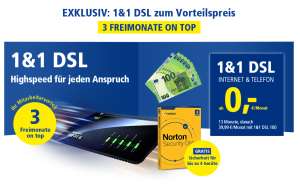 [corporate benefits / 1&1] DSL 100 (100/40 Mbit, Festnetz Flat, 3x SIM 500Mb, 13 Freimonate) für 20,41€/Mon.