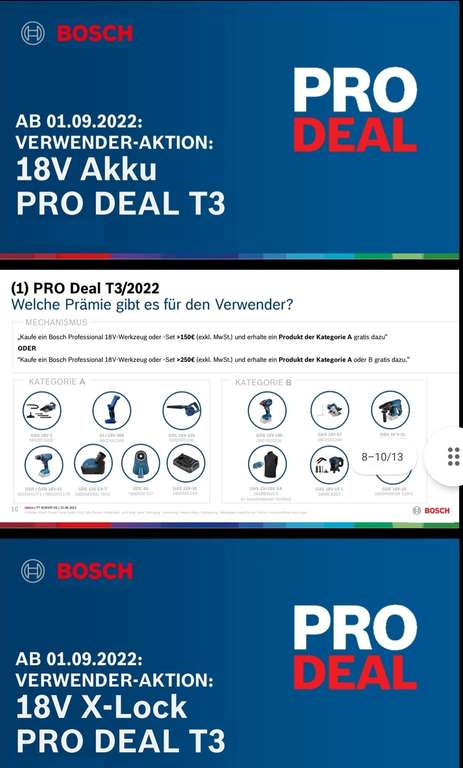 Bosch PRO DEALS T3 kostenloses Zubehör, Akku, X-Lock set oder Gerät. 01.09.22 bis 31.12.22 ab 150 € exkl. MWST