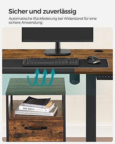 SONGMICS Höhenverstellbarer Schreibtisch elektrisch, 60 x 140 cm (in 3 Farben, stufenlos verstellbar, Memory-Funktion mit 4 Höhen)