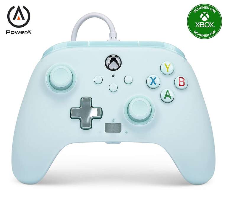 [Prime] PowerA Enhanced Wired Controller für Xbox - Cotton Candy Blue (Vibration, 3.5mm Klinke, programmierbar, 3m Kabel)