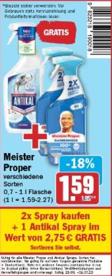 [HIT] 2x Mister Proper Spray für je 1,59 € kaufen --> 1 Antikal Spray im Wert von 2,75 € gratis erhalten (Angebot + Coupon) - ab 26.06