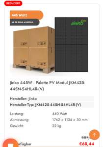 Jinko 445W - Palette PV Modul JKM425-445N-54HL4R-(V)
