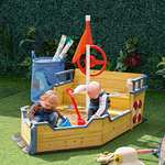 Outsunny Sandkasten Spiel-Segelschiff aus Tannenholz im Piratenschiff-Design (für Kinder 3-6 Jahren) [Amazon]