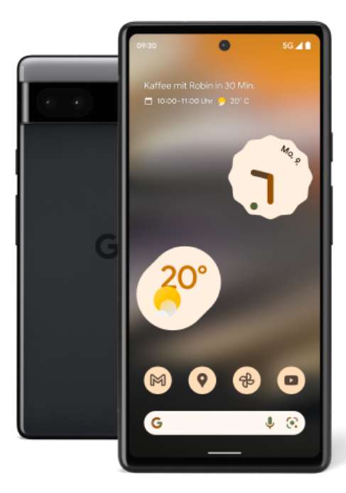 Telekom Netz, U28: Google Pixel 6a schwarz im Allnet/SMS Flat 25GB 5G Young MagentaEins für 14,95€/Monat, 1€ Zuzahlung