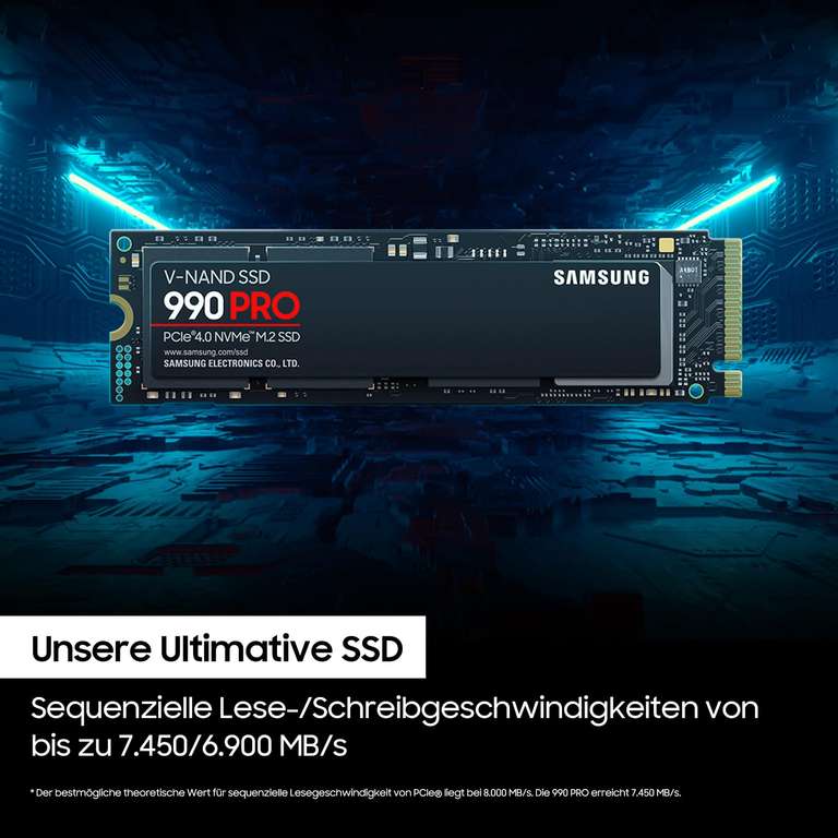 Samsung 990 PRO NVMe M.2 SSD, 4 TB, PCIe 4.0 - Amazon Oster Aktion