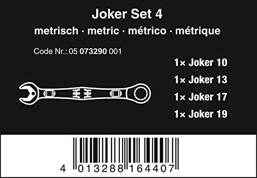 Wera Ringratschen-Maulschlüssel-Satz Joker, 4-teilig, mit Haltefunktion (Amazon.it &.es)