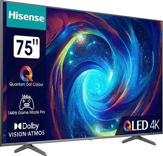 Hisense 75E77KQ PRO QLED-Fernseher (189 cm/75 Zoll, 4K Ultra HD, Smart-TV) nach Cashback effektiv 1004,78
