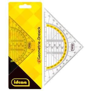 Idena - Geometrie-Dreieck aus Kunststoff mit Lineal und Winkelmesser, transparent für 1,19€ (Prime)
