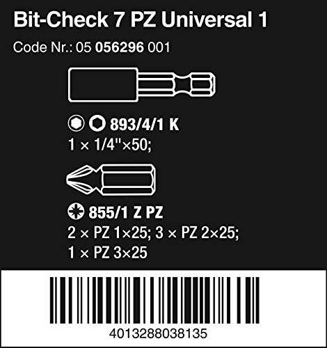 Wera Bit-Check 7 PZ Universal 1, 7-teilig für 8,50€ (Prime)