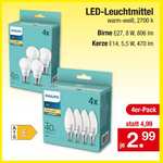 Philips LED-Leuchtmittel E14/E27 warm-weiß 4 Stk. bei Sonderposten Zimmermann für 2,99€