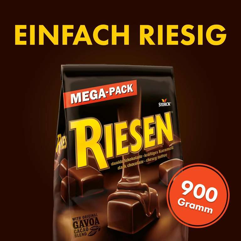 Storck RIESEN - 900g MEGA-PACK - Bonbons mit Schokokaramell in kräftiger, dunkler Schokolade [Prime]