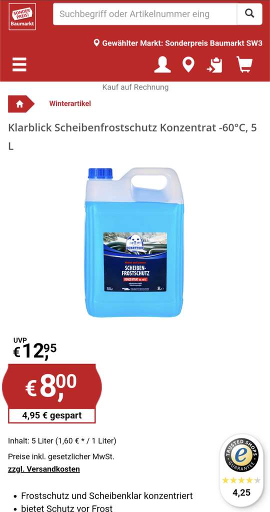 Sonderpreis Baumarkt] Klarblick Scheibenfrostschutz Konzentrat -60