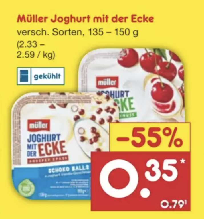 NETTO: Müller Joghurt mit der Ecke, versch. Sorten