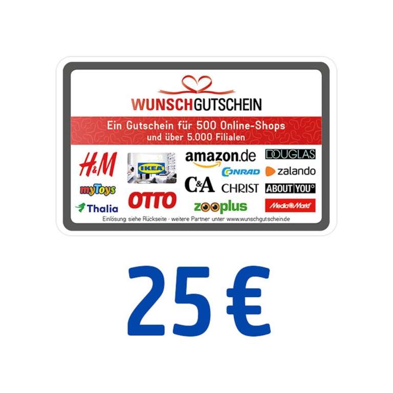 [Payback] 25 Euro Wunschgutschein mit 6% Rabatt für eff. 23,49 Euro