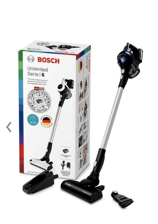 Bosch Akku-Staubsauger Unlimited Serie 6 BBS611PCK (kabel-/beutelloser Handstaubsauger inkl. Wandhalterung & Zubehör, alle Bodenarten)