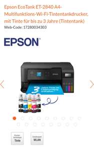 Epson EcoTank ET-2840 A4-Multifunktions-Wi-Fi-Tintentankdrucke [30€ Cashback Aktion, Effektivpreis 189 ]