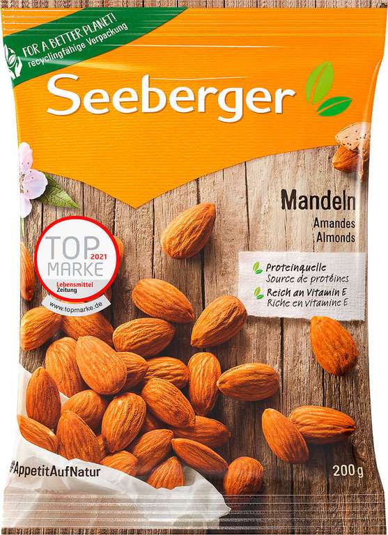 [Kaufland] Seeberger Mandeln Proteinquelle, reich an Ballaststoffen und Vitamin E 200g-Beutel für 1,79€ (Angebot + Coupon) - bundesweit