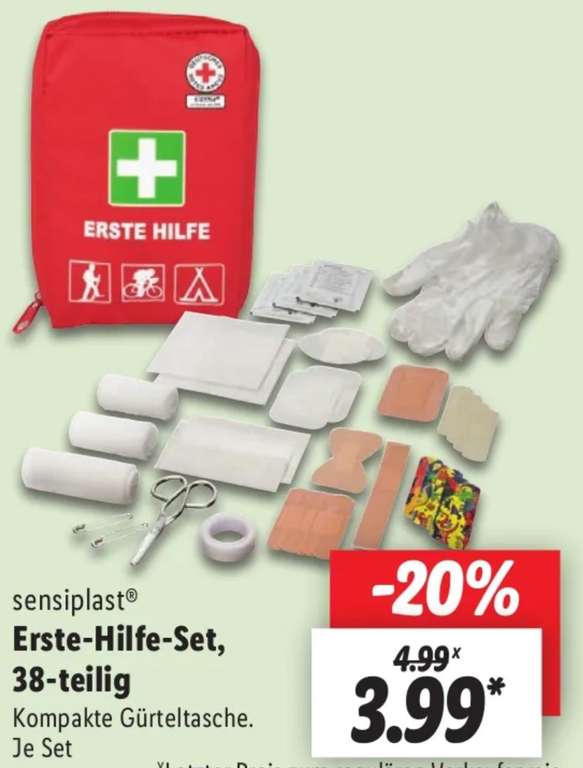 Sensiplast Erste Hilfe Set mit 38 Teilen und Gürtelschlaufe für nur 3,99€