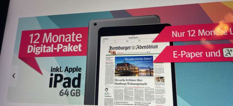 iPad 64 GB + Abo Hamburger Abendblatt (ggf. personalisiert)