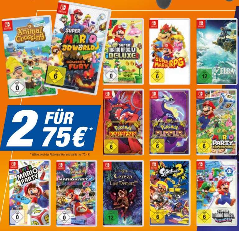 [Lokal Goslar, Seesen, Einbeck, Blankenburg Expert] 2 Nintendo Switch Games für 75€