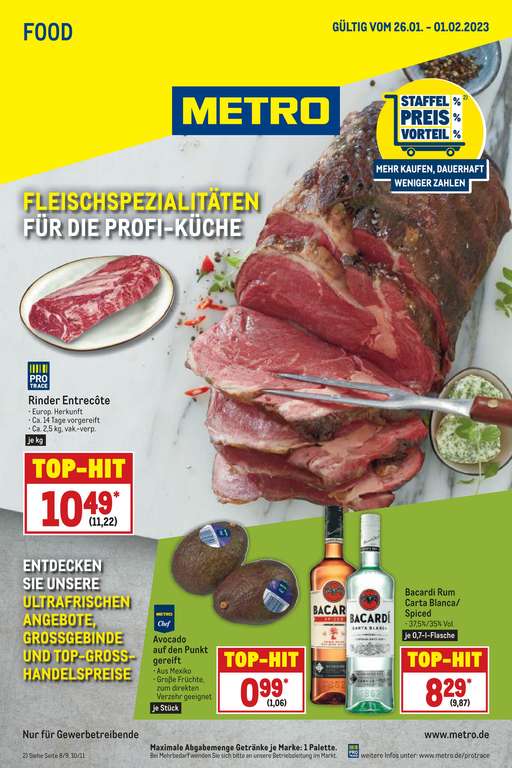 Metro Rinder-Entrecôte (Ribeye) europ. Herkunft Perfekt für Steaks!