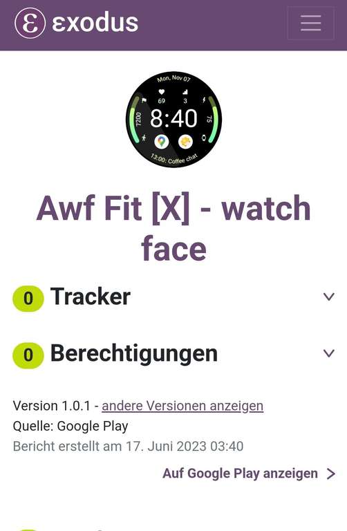 (Google Play Store) Awf Fit X: Wear OS 3 face (WearOS Watchface, digital)