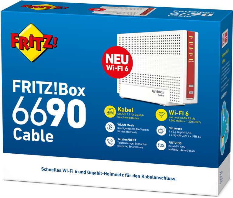 [myMM/Saturn] AVM FRITZ!Box 6690 Cable Wi-Fi 6 Router für 229€ | 6660 Cable für 179€ | 7530 AX Wi-Fi 6 für 139€ | 5590 Fiber für 222€
