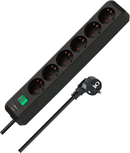 Brennenstuhl Eco-Line, Steckdosenleiste 6-Fach (erhöhter Berührungsschutz, Schalter und 1,5m Kabel) (Prime)