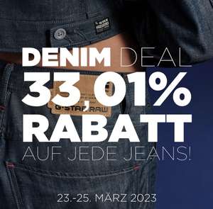 33,01% auf alle Jeans in G-Star Stores. Bundesweit, nicht online