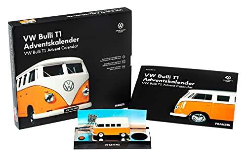 FRANZIS 55134 VW Bulli T1 Adventskalender (Metall Modellbausatz im Maßstab 1:43, inkl. Soundmodul und 52-seitigem Begleitbuch)