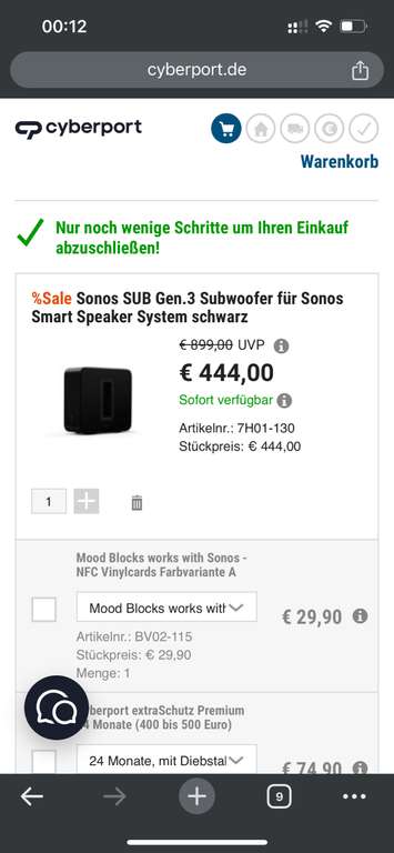 Sonos SUB Gen. 3 Subwoofer (schwarz)