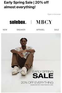 Solebox 20 % auf fast alles auch auf Sale Nike ON Running Lacoste Ralph Lauren Asics New Balance Jordan Reebok