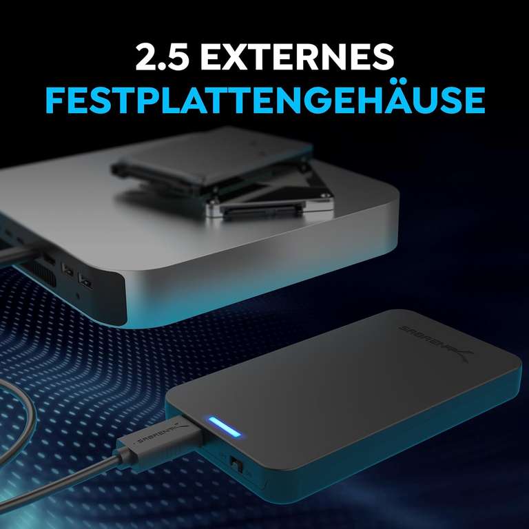 [Prime] Sabrent EC-UASP Festplattengehäuse (für 2.5" HDDs und SATA SSDs bis 9.5mm, werkzeuglose Montage, USB-A 3.0, An-/Aus-Schalter)