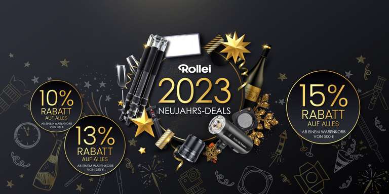 Rollei Neujahrsdeals - 10% ab 100€ - 13% ab 250€ - 15% ab 500€ + Zusätzlich 10% Code (z.B. Fujifilm Viltrox 13mm F/1.4 für 335,12€)