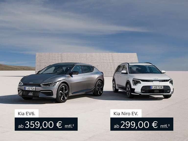 (Privatleasing) Kia-Elektro-Initiative mit "garantiertem Umweltbonus" auf den EV6 (ab 359 €) und Niro EV (ab 299 €)