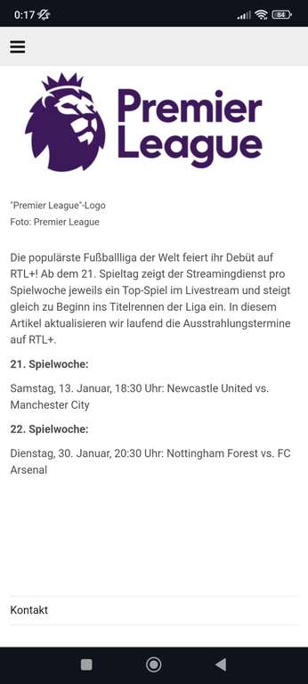 Premier League Live-Streams kostenlos über RTL+-Probeabo (Newcastle - Man City, Nottingham Forrest - Arsenal)