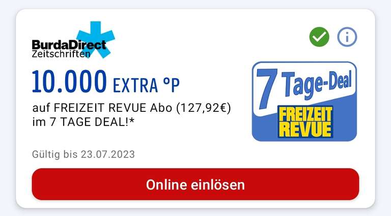 BurdaDirect: Freizeit Revue Abo (52 Ausgaben) + 10.000 PB Punkte für 127,92€ (evtl. personalisiert)