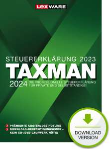 TAXMAN 2024 (für Steuerjahr 2023)| Download | Steuererklärungs-Software für alle | PC Aktivierungscode per Email